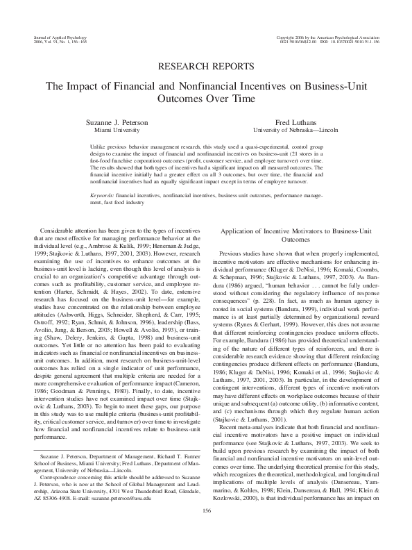 (PDF) The Impact of Financial and Nonfinancial Incentives on Business ...