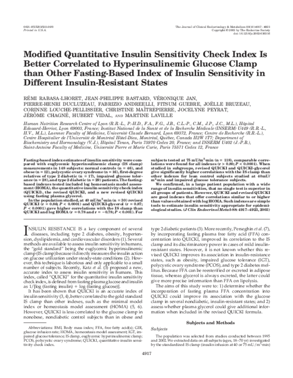 (PDF) Modified Quantitative Insulin Sensitivity Check Index Is Better ...