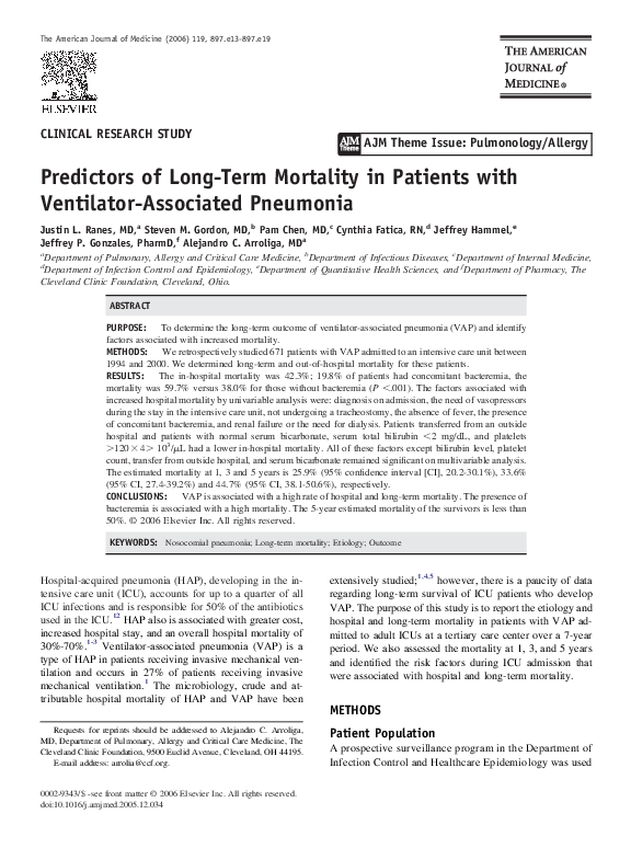 (PDF) Predictors of Long-Term Mortality in Patients with Ventilator ...