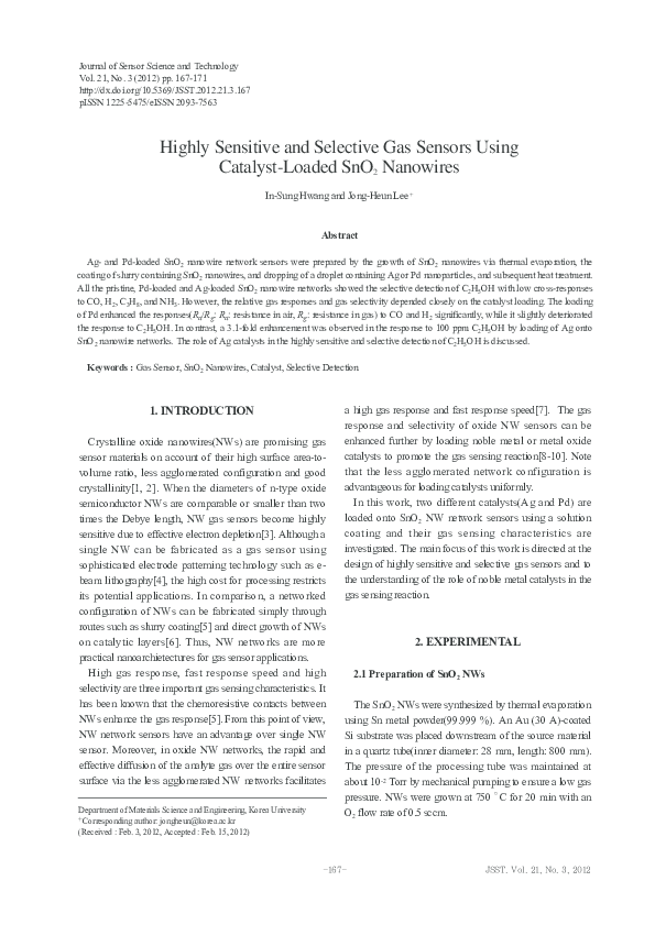 (PDF) Highly sensitive and selective gas sensors using p-type oxide ...