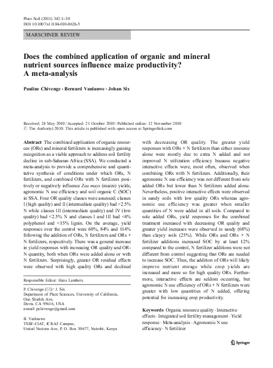 (PDF) Does the combined application of organic and mineral nutrient ...