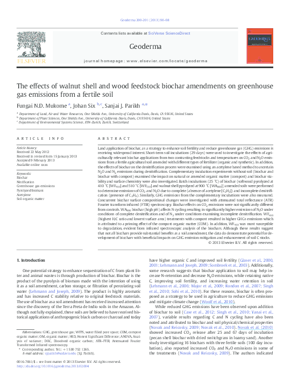 (PDF) The effects of walnut shell and wood feedstock biochar amendments ...
