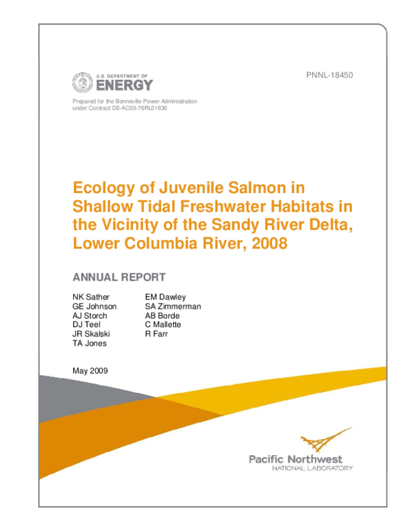 (PDF) Ecology of Juvenile Salmon in Shallow Tidal Freshwater Habitats