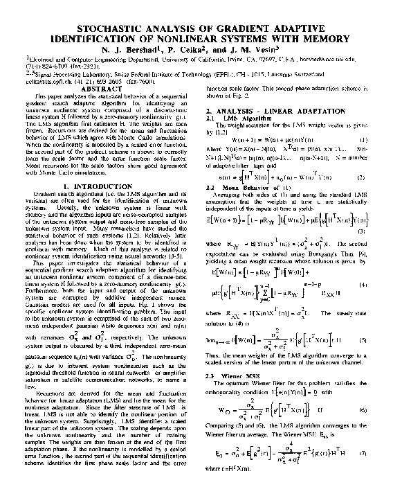 (PDF) Stochastic analysis of gradient adaptive identification of ...