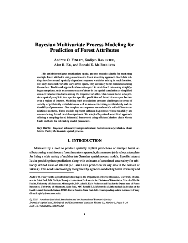 (PDF) Bayesian multivariate process modeling for prediction of forest ...