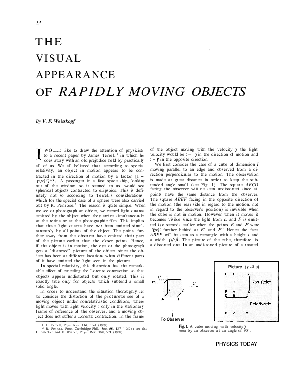 (PDF) The Visual Appearance of Rapidly Moving Objects