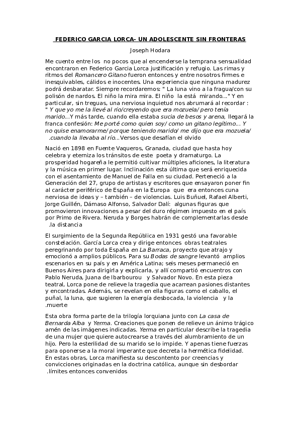 (DOC) FEDERICO GARCIA LORCAUN ADOLESCENTE SIN FRONTERAS Joseph Hodara Academia.edu