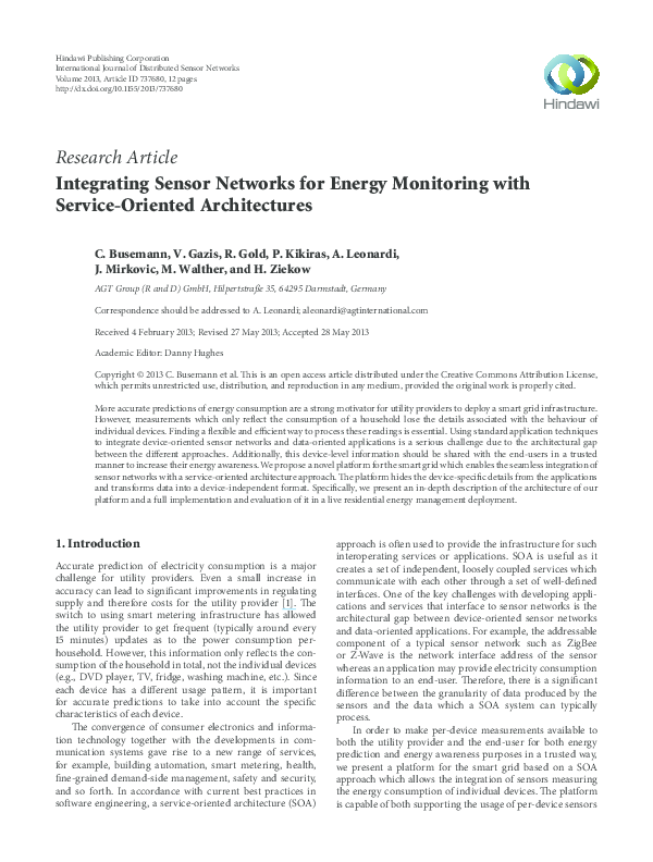 (PDF) Integrating Sensor Networks for Energy Monitoring with Service ...