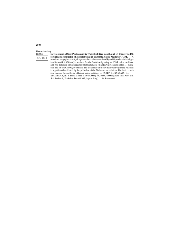 (PDF) Development of New Photocatalytic Water Splitting into H 2 and O ...