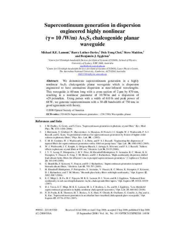 (PDF) Supercontinuum generation in dispersion engineered highly ...