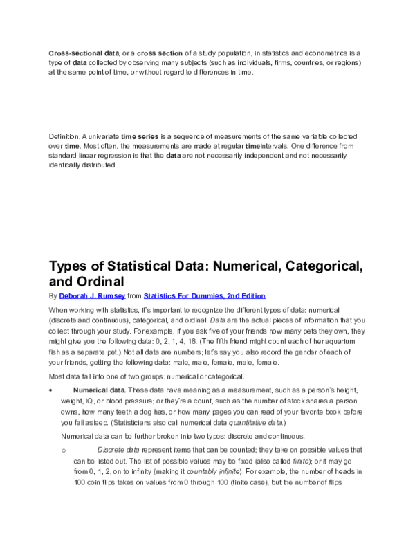 (DOC) Types of Statistical Data Numerical, Categorical, and Ordinal
