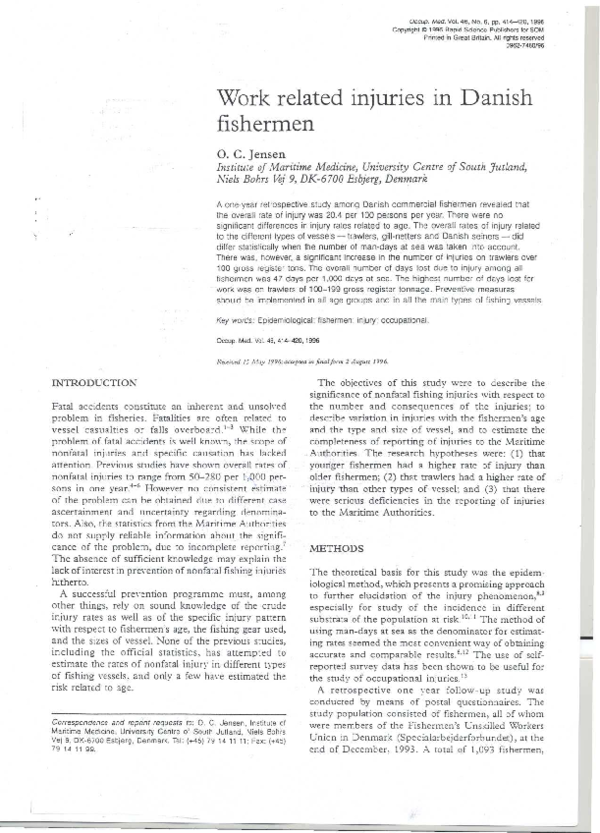 (PDF) Occupational injuries among fishermen