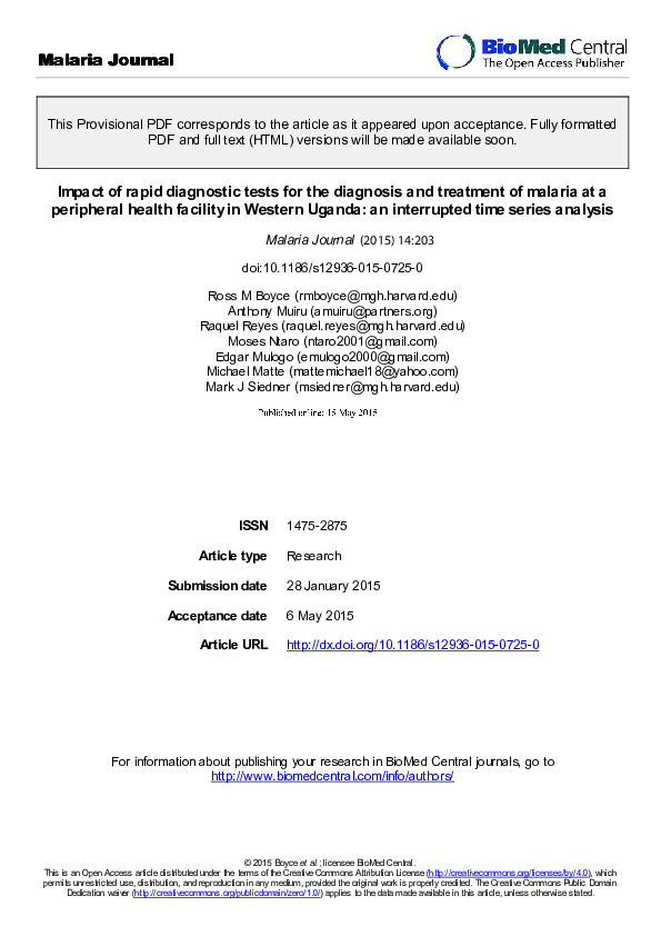 (PDF) Impact of rapid diagnostic tests for the diagnosis and treatment ...