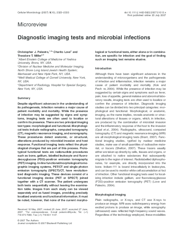(PDF) Diagnostic imaging tests and microbial infections