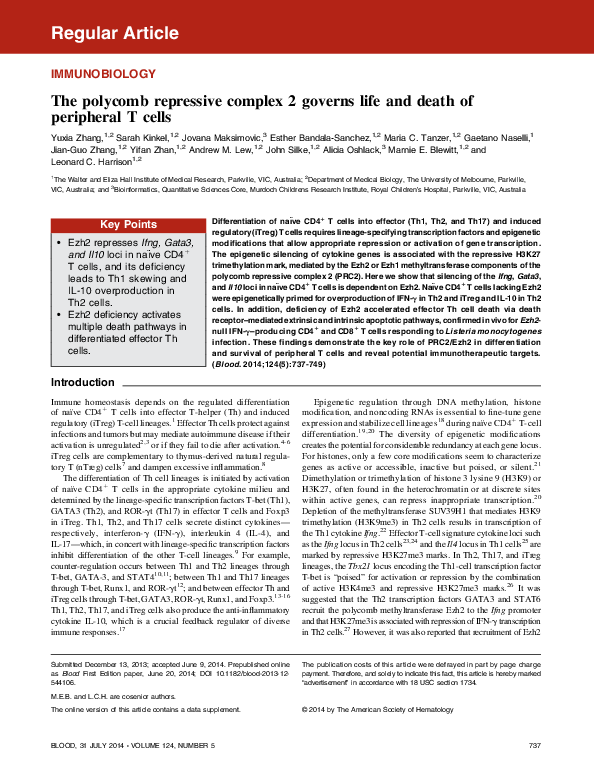 (PDF) The polycomb repressive complex 2 governs life and death of ...