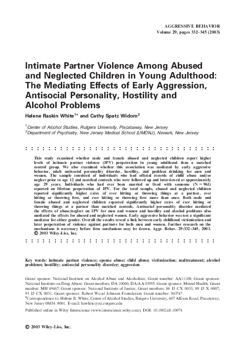 (PDF) Intimate partner violence among abused and neglected children in ...