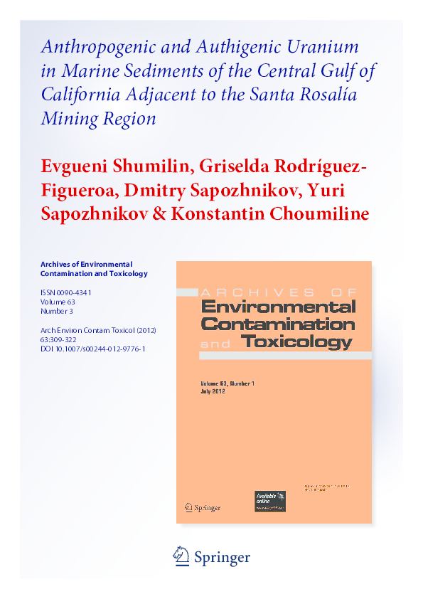 (PDF) Anthropogenic and Authigenic Uranium in Marine Sediments of the ...