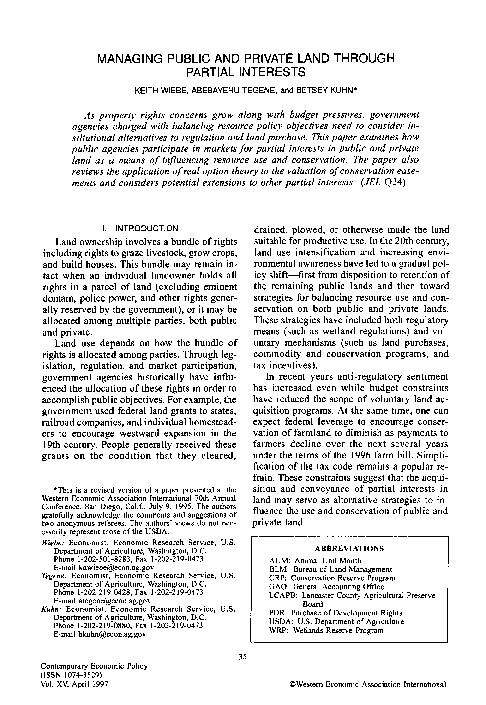 (PDF) Managing Public and Private Land Through Partial Interests
