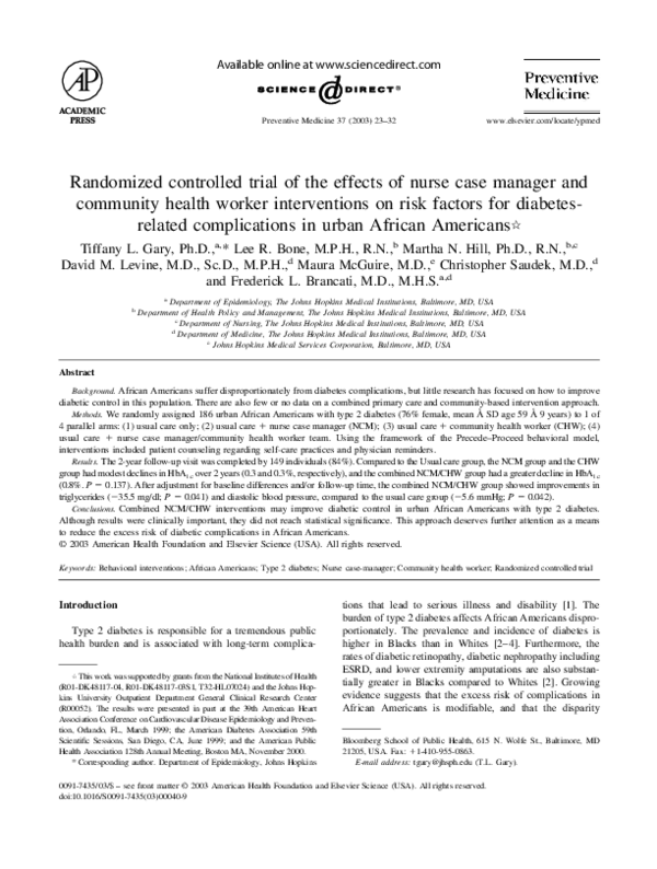 (PDF) A randomized controlled trial of the effects of nurse case ...