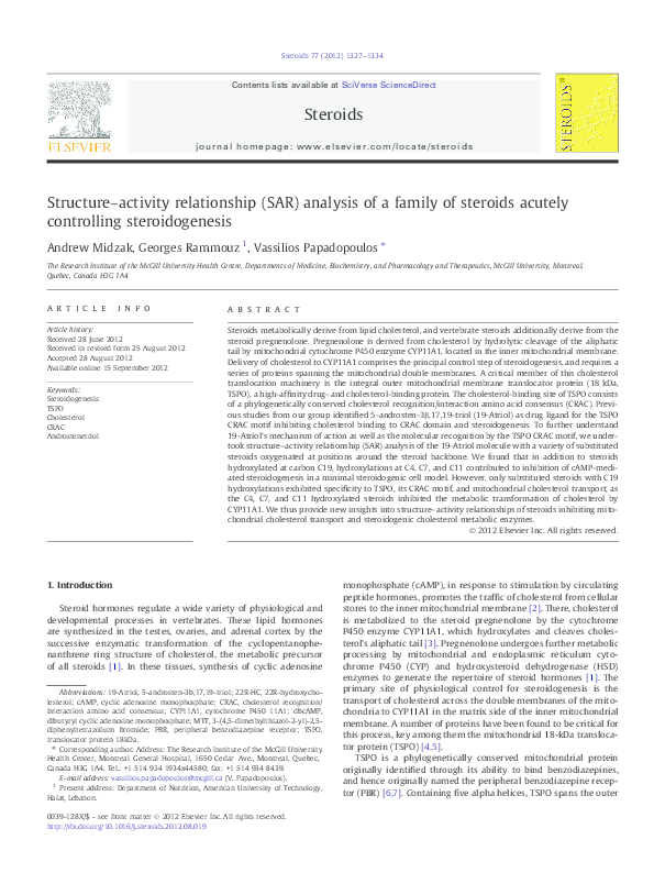 (PDF) Structure-activity relationship (SAR) analysis of a family of ...