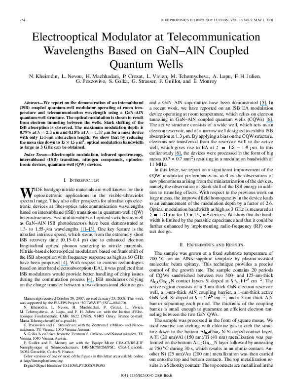 (PDF) Electrooptical Modulator at Telecommunication Wavelengths Based ...