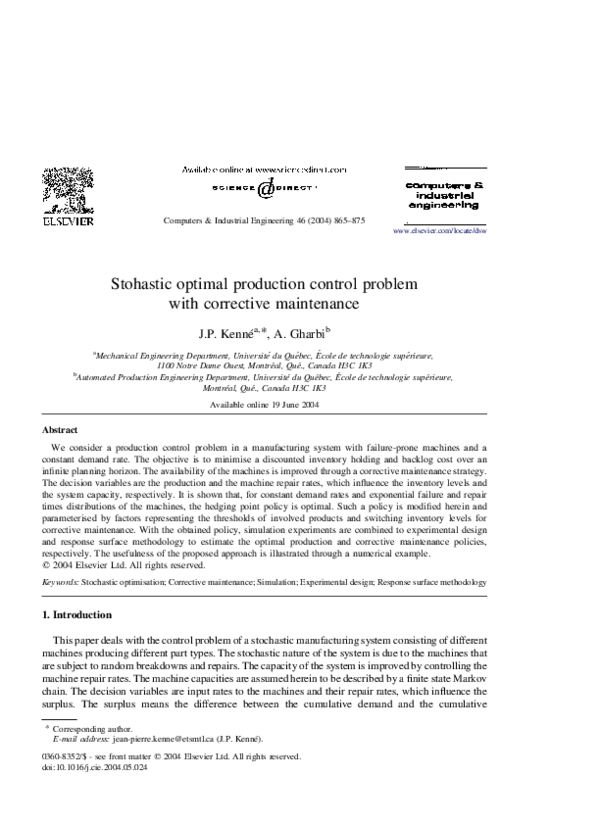 (PDF) Stohastic optimal production control problem with corrective ...
