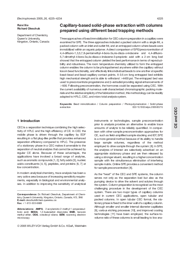 (PDF) Capillary-based solid-phase extraction with columns prepared ...
