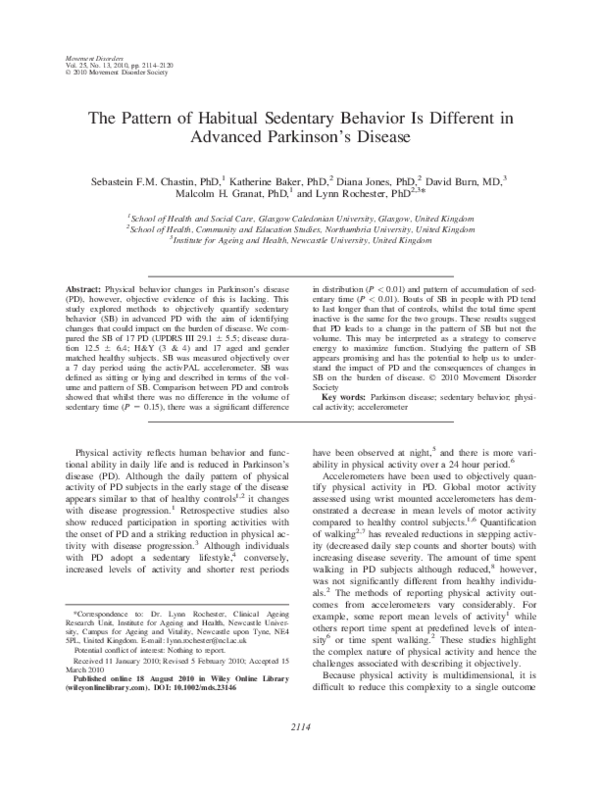 (PDF) The pattern of habitual sedentary behavior is different in ...