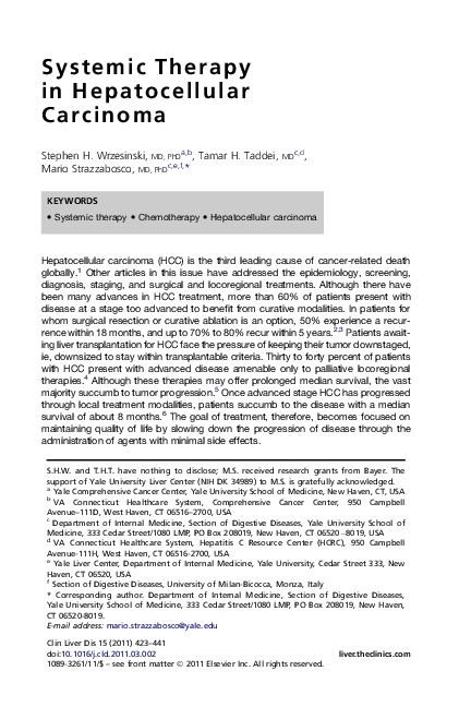 (PDF) Systemic therapy in hepatocellular carcinoma