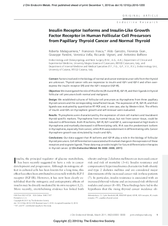 (PDF) Insulin Receptor Isoforms and Insulin-Like Growth Factor Receptor ...