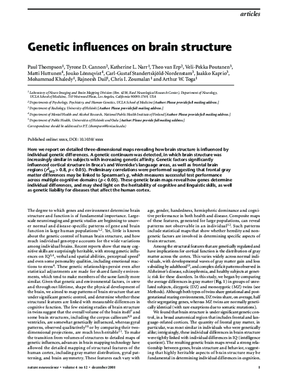 (PDF) Genetic influences on brain structure