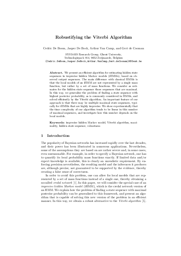 (PDF) Robustifying the Viterbi Algorithm