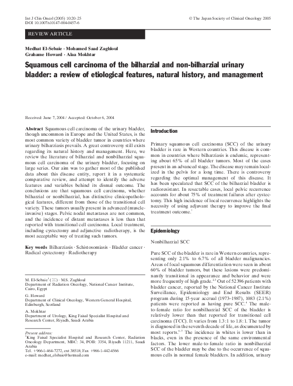 (PDF) Squamous cell carcinoma of the bilharzial and non-bilharzial ...