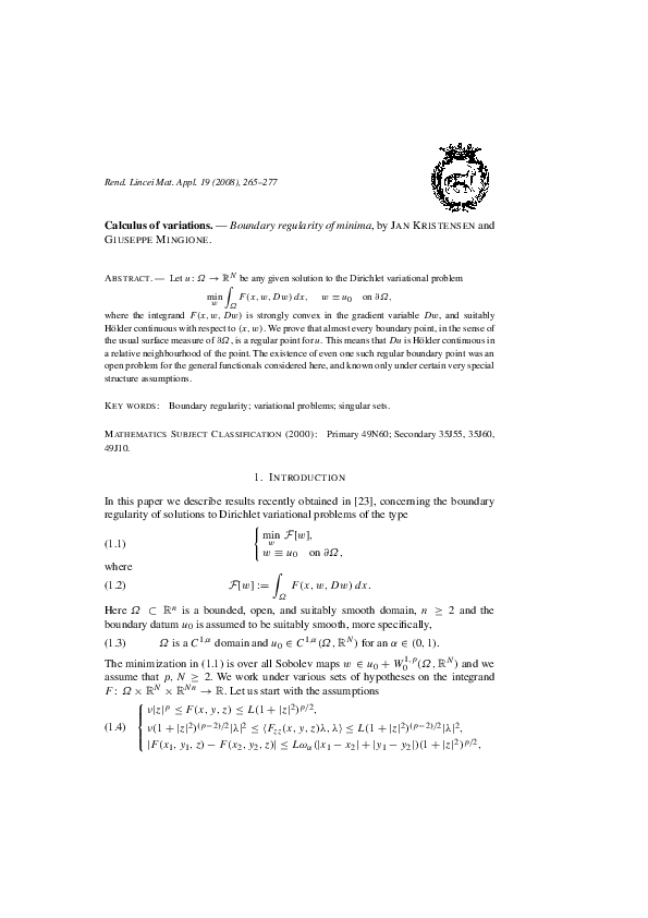 (PDF) Boundary regularity of minima