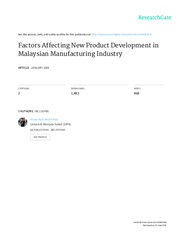 (PDF) Factors Affecting New Product Development in Malaysian