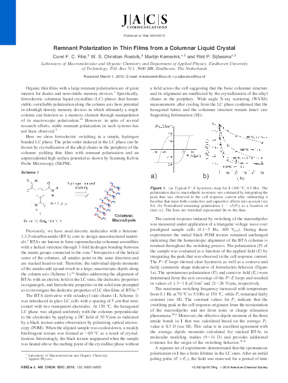 (PDF) Remnant Polarization in Thin Films from a Columnar Liquid Crystal