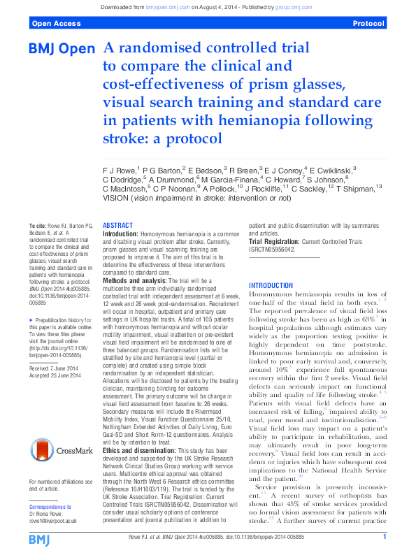 (PDF) A randomised controlled trial to compare the clinical and cost
