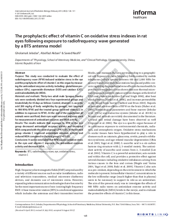 (PDF) The prophylactic effect of vitamin C on oxidative stress indexes ...