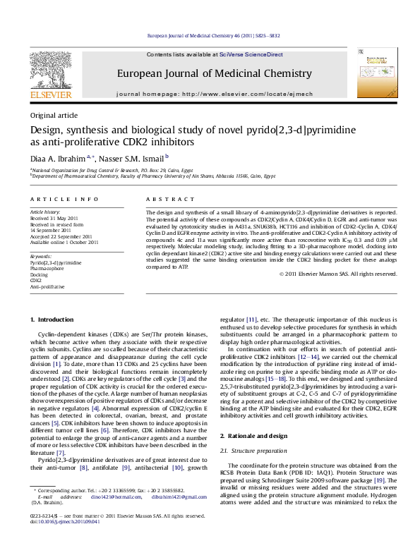 (PDF) Design, synthesis and biological study of novel pyrido[2,3-d ...