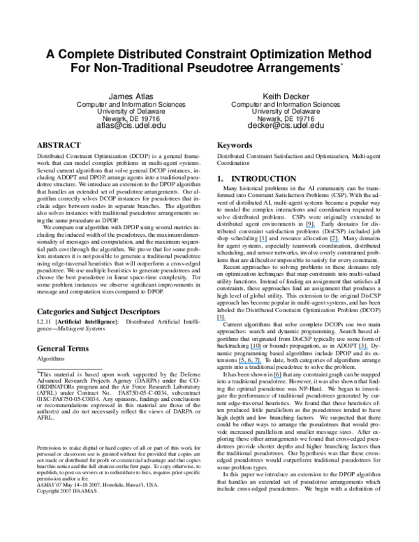 (PDF) A complete distributed constraint optimization method for non ...