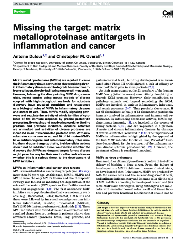 (PDF) Missing the target: matrix metalloproteinase antitargets in ...