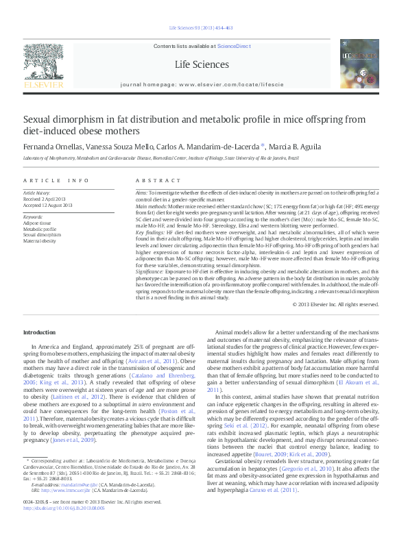 (PDF) Sexual dimorphism in fat distribution and metabolic profile in ...