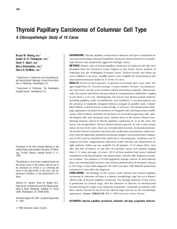 (PDF) Thyroid papillary carcinoma of columnar cell type