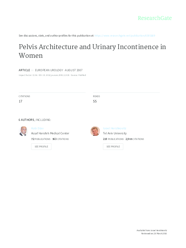 (PDF) Pelvis Architecture and Urinary Incontinence in Women