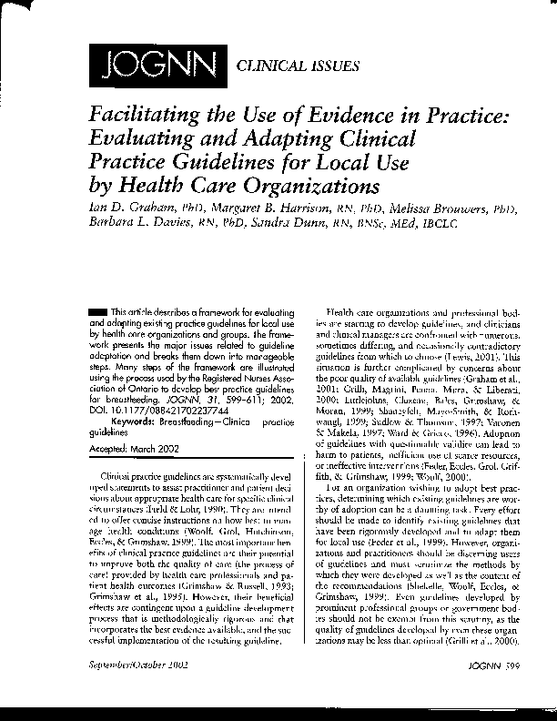 (PDF) Facilitating the Use of Evidence in Practice: Evaluating and ...