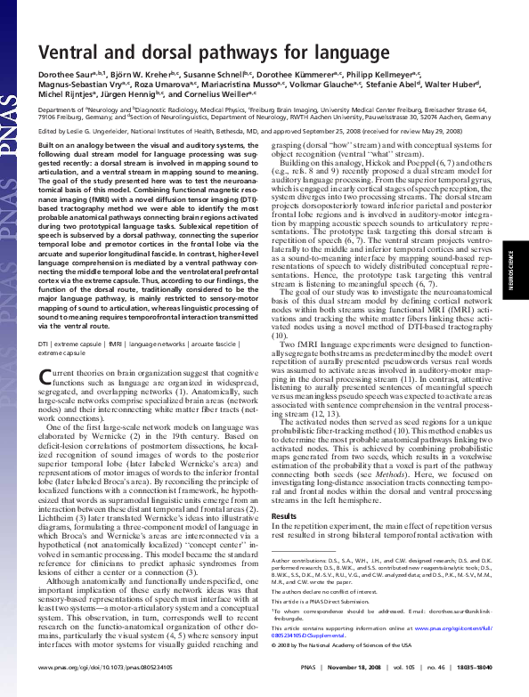 (PDF) Ventral and dorsal pathways for language