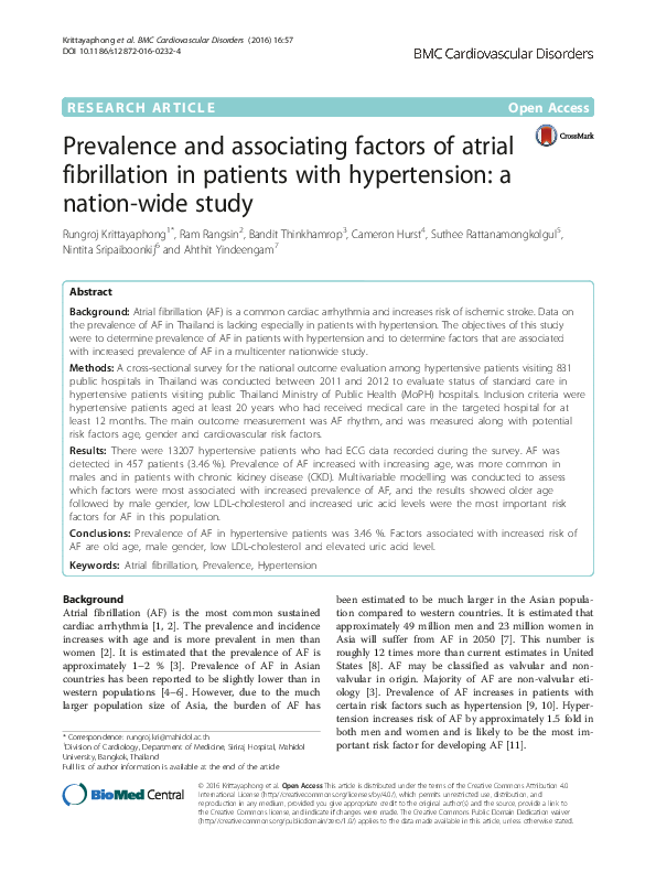 (PDF) Prevalence and associating factors of atrial fibrillation in ...