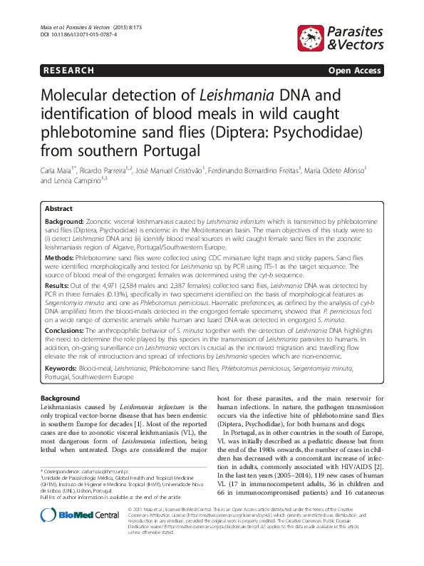 (PDF) Molecular detection of Leishmania DNA and identification of blood ...