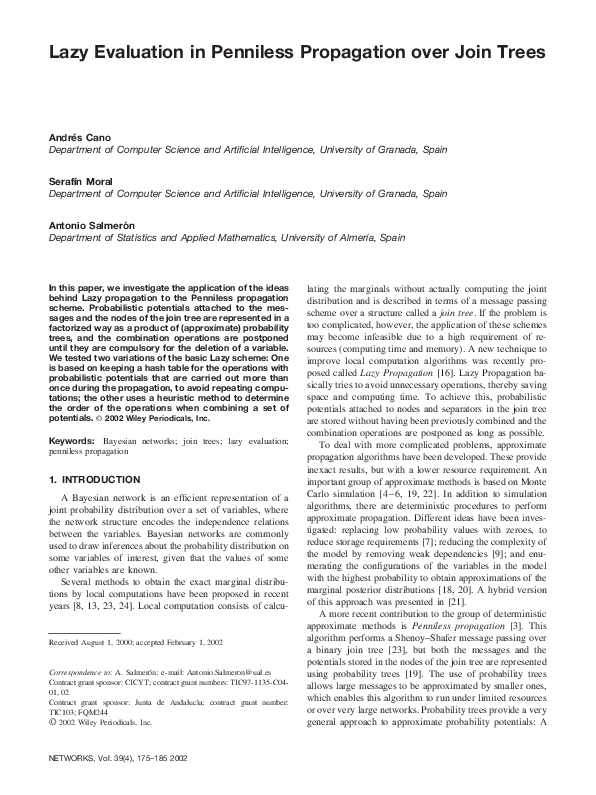 (PDF) Lazy evaluation in penniless propagation over join trees