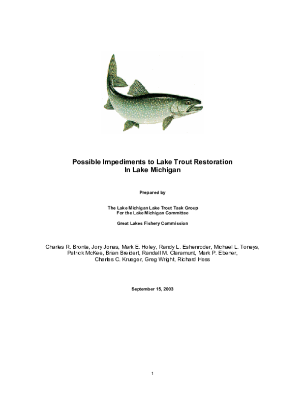 (PDF) Possible impediments to lake trout restoration in Lake Michigan